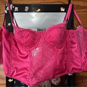 Sincerely Jules Hot Pink Lace Corset with Underwire Support and Removable Straps